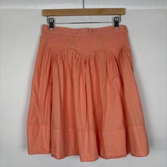 DYLAN 100% Cotton Orange Embroidered Pleated Skirt Size: 6 - Picture 2 of 7